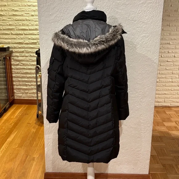 Eddie Bauer Black Down Fur Accent Puffer Coat - Picture 3 of 9